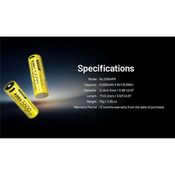 Batterie NL2155HPR 5500mAh 3,6V USB-C rechargeable IPX6