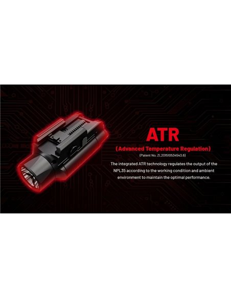 Linterna para arma NPL35 2000Lm, alcance 412 metros, Li-ion 1.900 mAh IPX6
