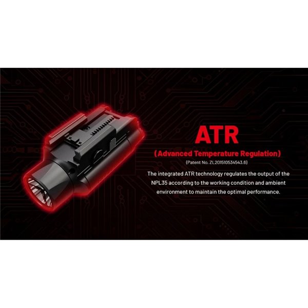 Linterna para arma NPL35 2000Lm, alcance 412 metros, Li-ion 1.900 mAh IPX6