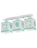 Lámpara infantil Verde y Blanca con 3 pantallas cuadradas serie Moon Light 63233H | LeonLeds Iluminación