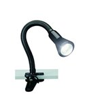 Candeeiro de mesa FLEXO com braçadeira e lâmpada ajustável, exceto 1x E14, máx. 18 W, IP20, preto