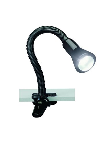 Lampe de table FLEXO avec pince et ampoule réglable, sans 1x E14, max. 18W, IP20, noire
