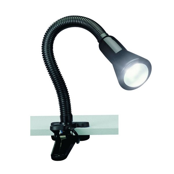 Lampe de table FLEXO avec pince et ampoule réglable, sans 1x E14, max. 18W, IP20, noire