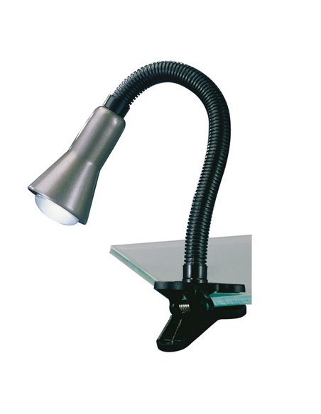 Flexo flexible et articulé avec pince, ampoule flexo excl. 1x E14 max. 18W IP20 Gris