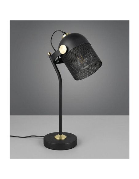 Lámpara de sobremesa MIXA pantalla rejilla bombilla excl. 1x E27 max. 10W IP20 Negro