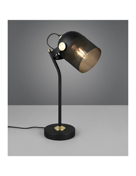 Lámpara de sobremesa MIXA pantalla rejilla bombilla excl. 1x E27 max. 10W IP20 Negro