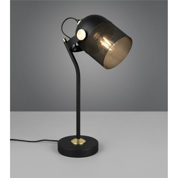 Lámpara de sobremesa MIXA pantalla rejilla bombilla excl. 1x E27 max. 10W IP20 Negro