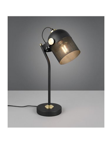 Lámpara de sobremesa MIXA pantalla rejilla bombilla excl. 1x E27 max. 10W IP20 Negro