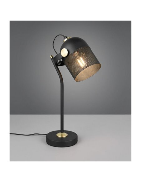 Lámpara de sobremesa MIXA pantalla rejilla bombilla excl. 1x E27 max. 10W IP20 Negro