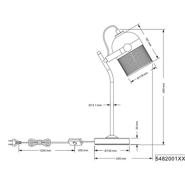 Lámpara de sobremesa MIXA pantalla rejilla bombilla excl. 1x E27 max. 10W IP20 Negro