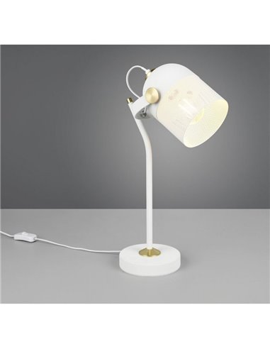 Lampe de table MIXA avec abat-jour grillagé, ampoule non incluse : 1 x E27 max. 10 W, IP20 blanc