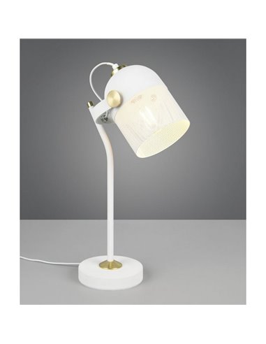 Lampe de table MIXA avec abat-jour grillagé, ampoule non incluse : 1 x E27 max. 10 W, IP20 blanc