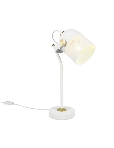Lampe de table MIXA avec abat-jour grillagé, ampoule non incluse : 1 x E27 max. 10 W, IP20 blanc