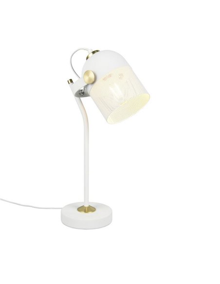 Lampe de table MIXA avec abat-jour grillagé, ampoule non incluse : 1 x E27 max. 10 W, IP20 blanc