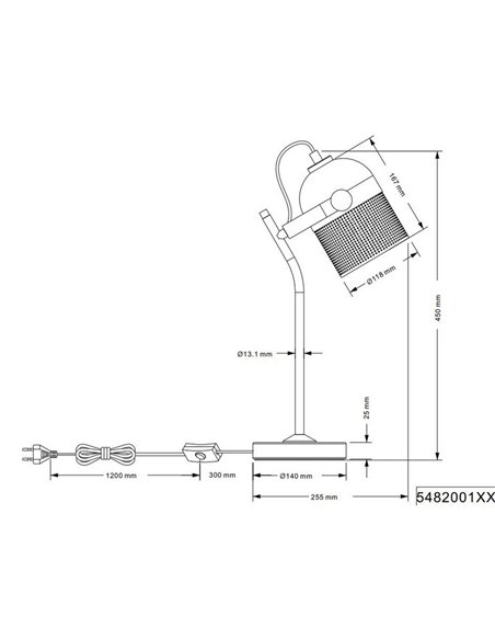Lámpara de mesa con pantalla rejilla MIXA bombilla excl. 1x E27 max. 10W IP20 Blanco