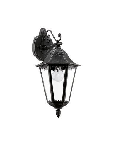 Aplique exterior farol vintage NAVEDO DOWN negro/plateado, E27 (no incl.) IP44