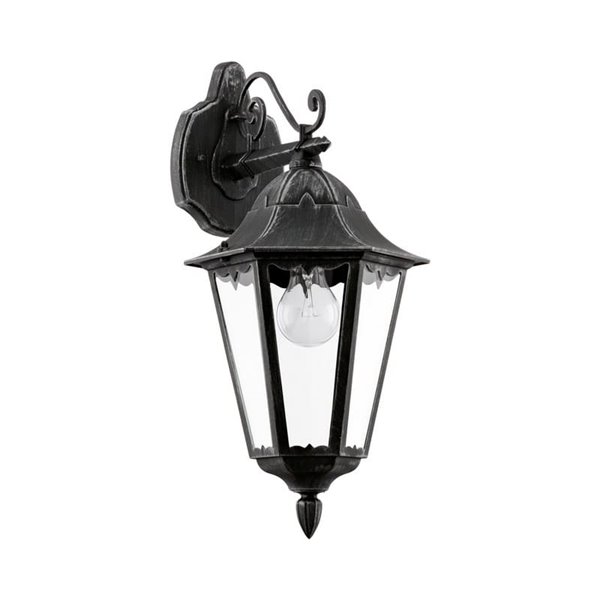 Aplique exterior farol vintage NAVEDO DOWN negro/plateado, E27 (no incl.) IP44