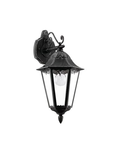 Aplique exterior farol vintage NAVEDO DOWN negro/plateado, E27 (no incl.) IP44