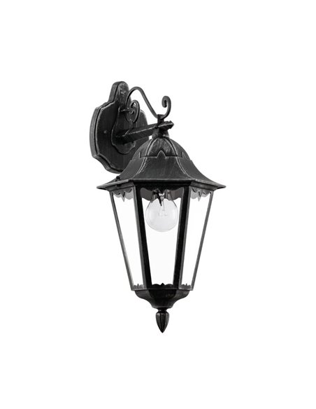 Aplique exterior farol vintage NAVEDO DOWN negro/plateado, E27 (no incl.) IP44