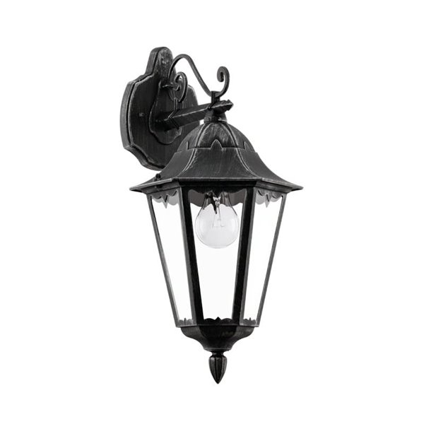 Aplique exterior farol vintage NAVEDO DOWN negro/plateado, E27 (no incl.) IP44