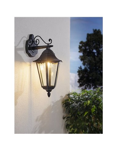Aplique exterior farol vintage NAVEDO DOWN negro/plateado, E27 (no incl.) IP44