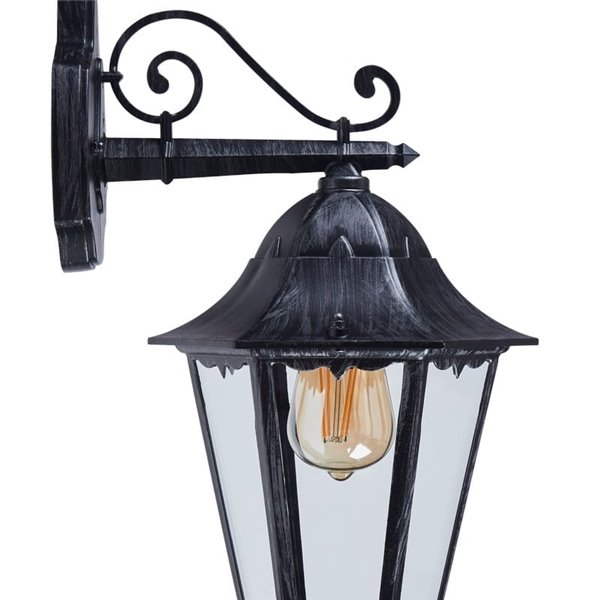 Aplique exterior farol vintage NAVEDO DOWN negro/plateado, E27 (no incl.) IP44