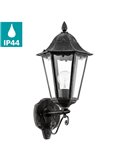 Aplique exterior farol vintage UP NAVEDO negro/plateado, E27 (no incl.) IP44