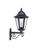 Aplique exterior farol vintage UP NAVEDO negro/plateado, E27 (no incl.) IP44