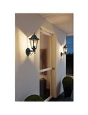 Aplique exterior farol vintage UP NAVEDO negro/plateado, E27 (no incl.) IP44