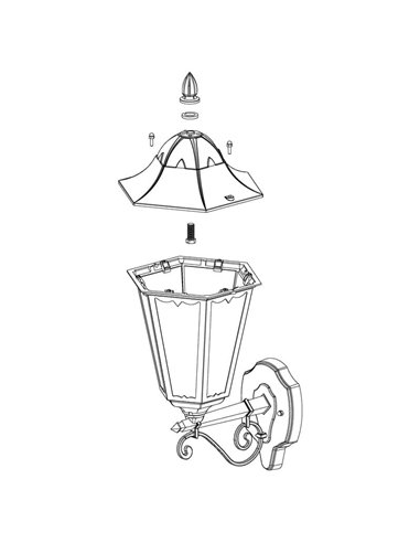 Aplique exterior farol vintage UP NAVEDO negro/plateado, E27 (no incl.) IP44