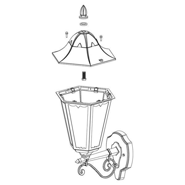 Aplique exterior farol vintage UP NAVEDO negro/plateado, E27 (no incl.) IP44