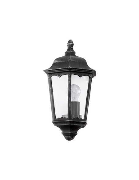 Aplique exterior vintage NAVEDO base negro/plateado, E27 (no incl.) IP44