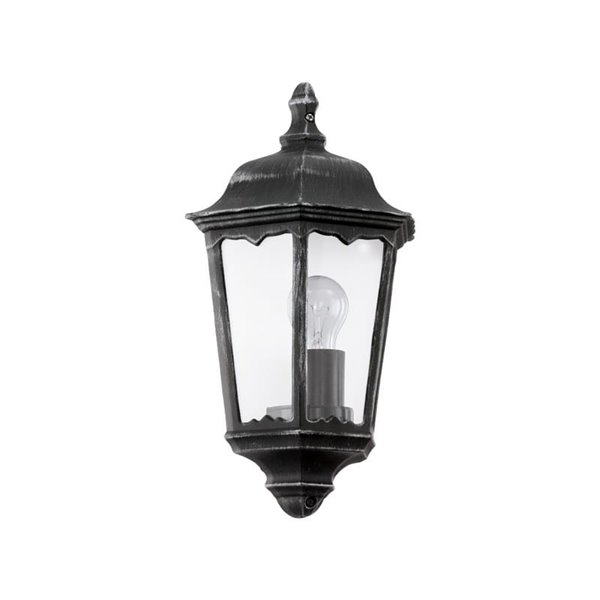Aplique exterior vintage NAVEDO base negro/plateado, E27 (no incl.) IP44