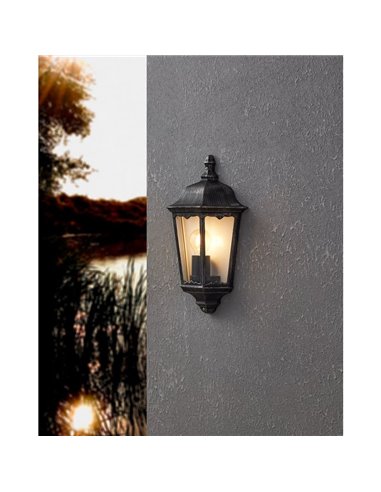 Aplique exterior vintage NAVEDO base negro/plateado, E27 (no incl.) IP44