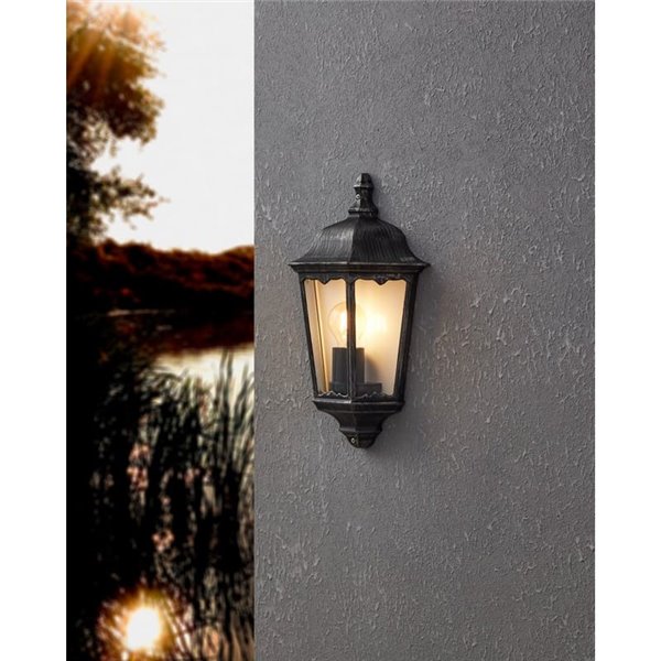 Aplique exterior vintage NAVEDO base negro/plateado, E27 (no incl.) IP44