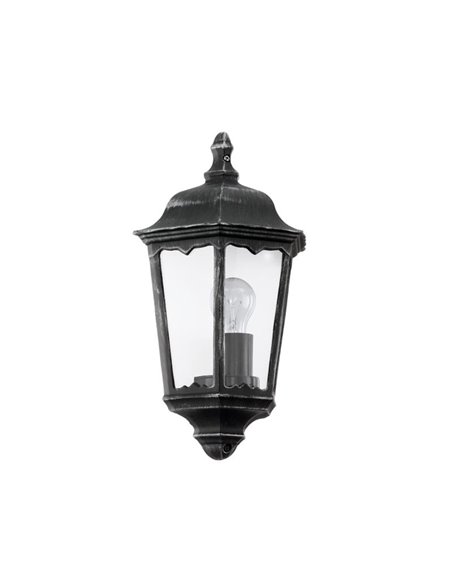 Aplique exterior vintage NAVEDO base negro/plateado, E27 (no incl.) IP44