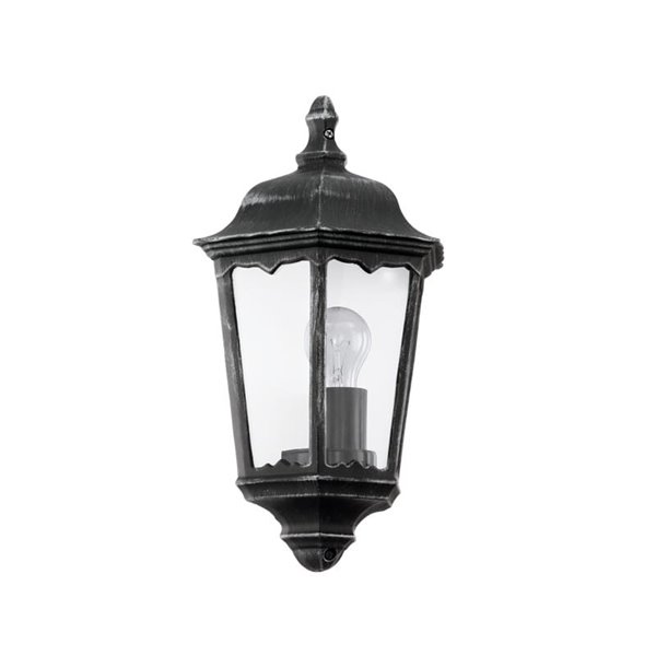 Aplique exterior vintage NAVEDO base negro/plateado, E27 (no incl.) IP44
