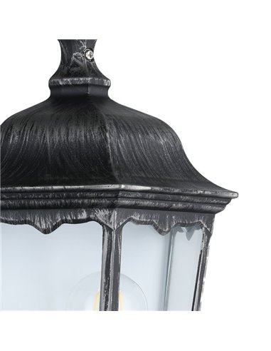 Aplique exterior vintage NAVEDO base negro/plateado, E27 (no incl.) IP44