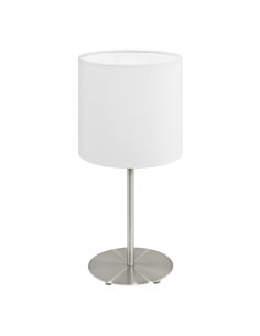 Lampe de table avec abat-jour PASTERI blanc, corps en nickel mat, E14 (non incl.)