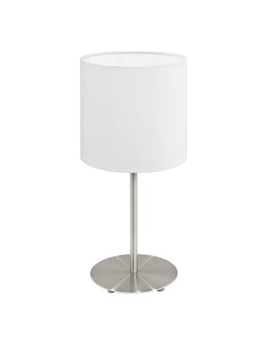 Lámpara de mesa con pantalla blanca PASTERI, cuerpo níquel mate, E14 (no incl.)