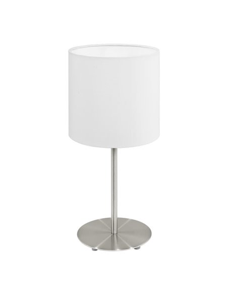 Lampe de table avec abat-jour PASTERI blanc, corps en nickel mat, E14 (non incl.)