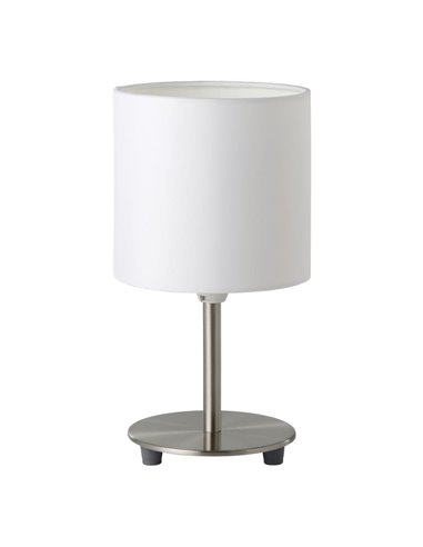 Lámpara de mesa con pantalla blanca PASTERI, cuerpo níquel mate, E14 (no incl.)