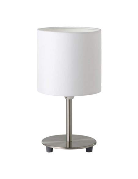 Lámpara de mesa con pantalla blanca PASTERI, cuerpo níquel mate, E14 (no incl.)