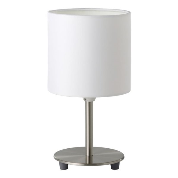 Lampe de table avec abat-jour PASTERI blanc, corps en nickel mat, E14 (non incl.)