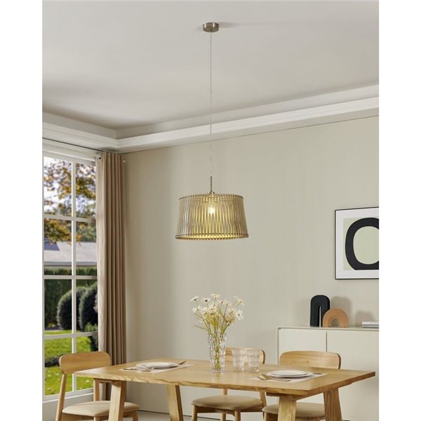 Suspension ronde en bois avec rosace en métal SENDERO, Ø450mm E27 (non incl.)