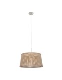 Lámpara de techo colgante redonda madera con dosel metal SENDERO, Ø450mm E27 (no incl.)