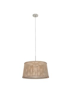 Lámpara de techo colgante redonda madera con dosel metal SENDERO, Ø450mm E27 (no incl.)