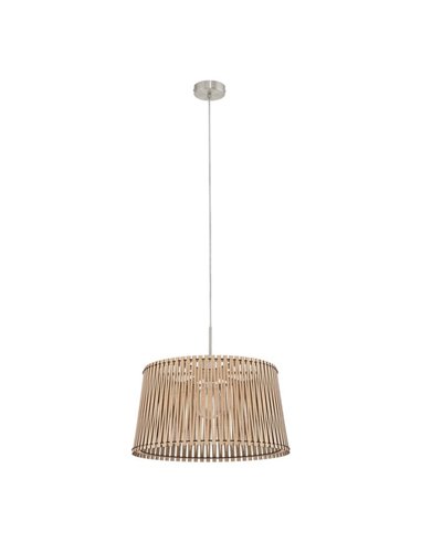 Lámpara de techo colgante redonda madera con dosel metal SENDERO, Ø450mm E27 (no incl.)
