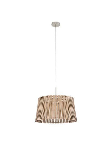 Lámpara de techo colgante redonda madera con dosel metal SENDERO, Ø450mm E27 (no incl.)