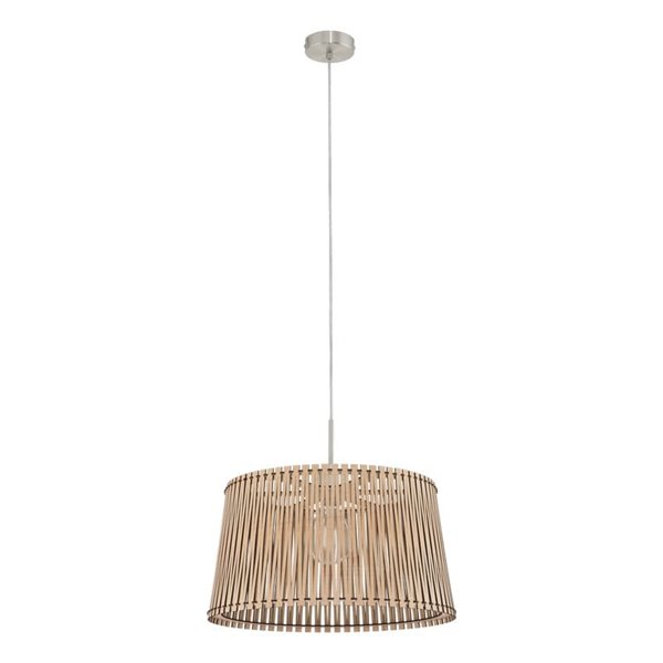 Lámpara de techo colgante redonda madera con dosel metal SENDERO, Ø450mm E27 (no incl.)